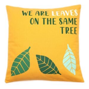 bG9jYWw6Ly9tZWRpYS85Si9DRS82MFIzMEMxRzZSU0tDRTlKLzAwNjllNzkxLmpwZWc.jpg We Are Leaves Printed Cotton Cushion Cover – Yellow, Blue & Natural
