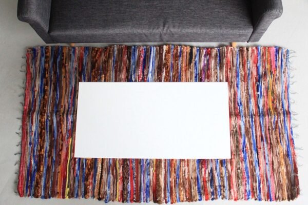 bG9jYWw6Ly9tZWRpYS85Sy8wQy82MFIzMEMxRzZHVjMwQzlLL2UxNGFiMjhkLmpwZWc.jpg Large Recycled Cotton Rag Rug – 105 x 185 cm