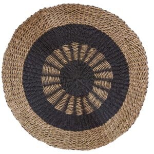 bG9jYWw6Ly9tZWRpYS85UC8wRS82MFIzMEMxRzZSVDMwRTlQLzkxYTEwMTA4LmpwZWc.jpg Black & Tan Inner Sun Round Seagrass Rug – 1 m