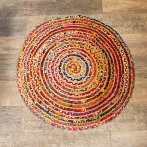 bG9jYWw6Ly9tZWRpYS85US84Qy82MFIzMEMxRzZNVzM4QzlRLzY3YmMwYWUzLmpwZWc.jpg Round Jute and Recycled Cotton Rug - 90 cm
