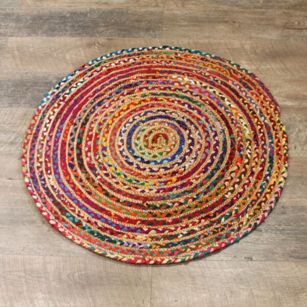 Round Jute & Recycled Cotton Rug – 90 cm