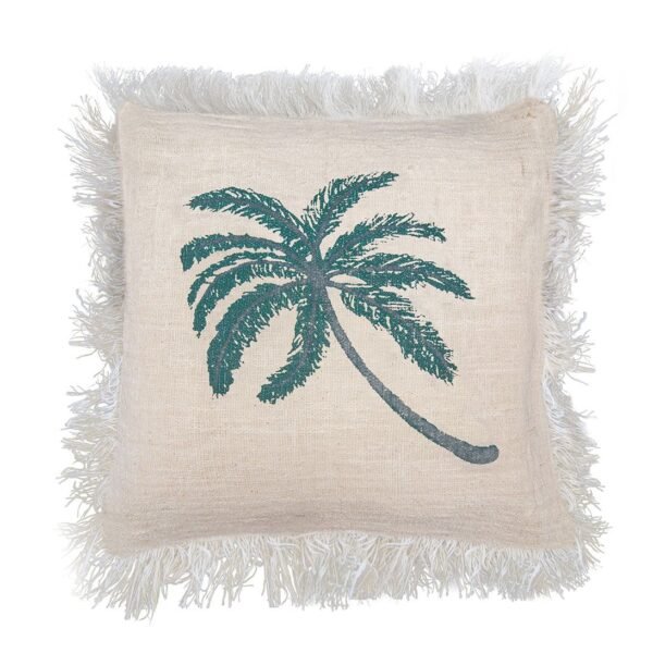 bG9jYWw6Ly9tZWRpYS85Uy80Qy82MFIzMEMxRzZSVDM0QzlTLzk0MzYyMzFlLmpwZWc.jpg Palm Tree Linen Cushion Cover with Fringe – 45 x 45 cm