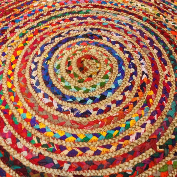 Round Jute & Recycled Cotton Rug – 90 cm