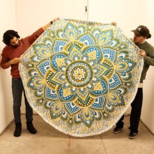 Yellow & Blue Mandala Cotton Wall Hanging – 180 cm