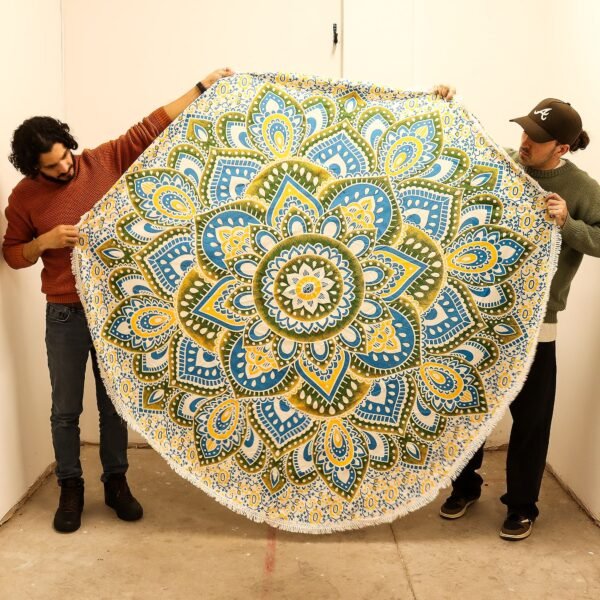 Yellow & Blue Mandala Cotton Wall Hanging – 180 cm