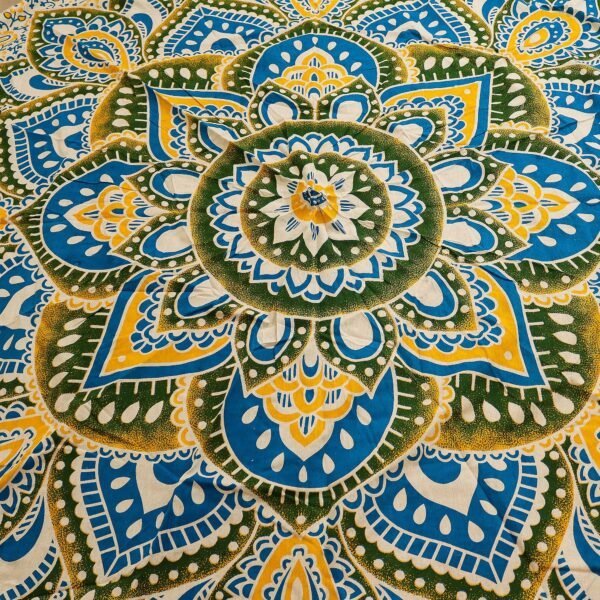 Yellow & Blue Mandala Cotton Wall Hanging – 180 cm