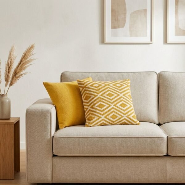 Mustard Diamonds Cushion Cover – 45 x 45 cm