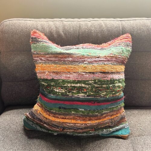 Charcoal Greys rag rug cushion cover