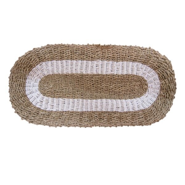 bG9jYWw6Ly9tZWRpYS8xRy8yQy82MFIzMEMxRzZSVDMyQzFHL2FmMzA1MmFkLmpwZWc.jpg White & Tan Oval Seagrass Rug – 60 x 120 cm