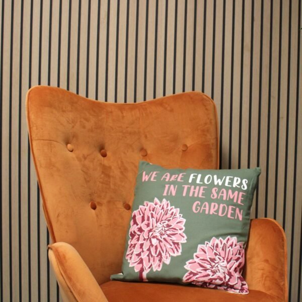 We Are Leaves Printed Cotton Cushion Cover – Yellow, Blue & Natural