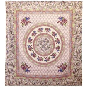 bG9jYWw6Ly9tZWRpYS8xRy9DRS82MFIzMEMxRzZXVDNDRTFHL2M5OTgzM2FjLmpwZWc.jpg Wall Hanging / Spread - Elephant Mandala - Purple/Blue on Cream