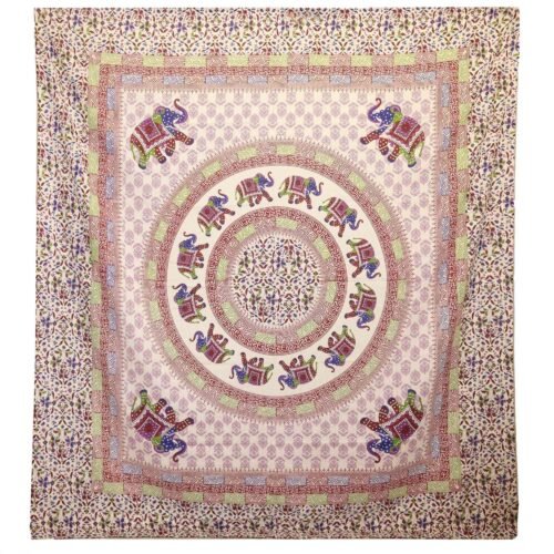 bG9jYWw6Ly9tZWRpYS8xRy9DRS82MFIzMEMxRzZXVDNDRTFHL2M5OTgzM2FjLmpwZWc.jpg Cream elephant mandala wall hanging with purple and blue pattern