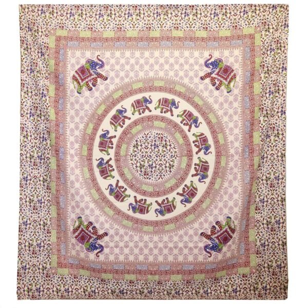 bG9jYWw6Ly9tZWRpYS8xRy9DRS82MFIzMEMxRzZXVDNDRTFHL2M5OTgzM2FjLmpwZWc.jpg Cream elephant mandala wall hanging with purple and blue pattern