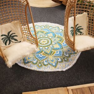 bG9jYWw6Ly9tZWRpYS8xSC80Qy82MFIzMEMxSjY0VDM0QzFILzliYjMyMmI0LmpwZw.jpg Large Mandala Roundy Art (180cm) - Yellow & Blue
