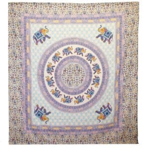 bG9jYWw6Ly9tZWRpYS8xSC9DRS82MFIzMEMxRzZXVDNDRTFIL2E0NjQ0ZDM3LmpwZWc.jpg Wall Hanging / Spread - Elephant Mandala - Turquoise/Blue on Cream