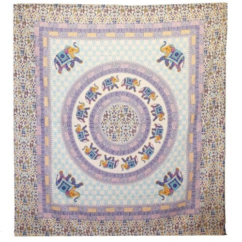 bG9jYWw6Ly9tZWRpYS8xSC9DRS82MFIzMEMxRzZXVDNDRTFIL2E0NjQ0ZDM3LmpwZWc.jpg Cream elephant mandala wall hanging with turquoise and blue pattern