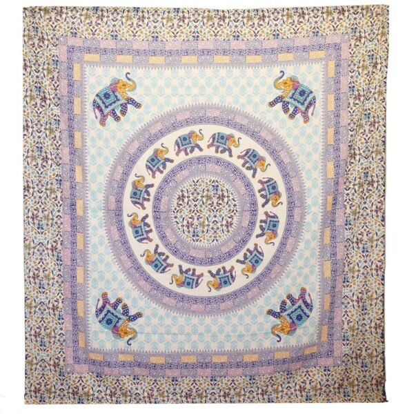 bG9jYWw6Ly9tZWRpYS8xSC9DRS82MFIzMEMxRzZXVDNDRTFIL2E0NjQ0ZDM3LmpwZWc.jpg Cream elephant mandala wall hanging with turquoise and blue pattern
