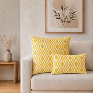 Mustard Diamonds Cushion Cover – 60 x 60 cm