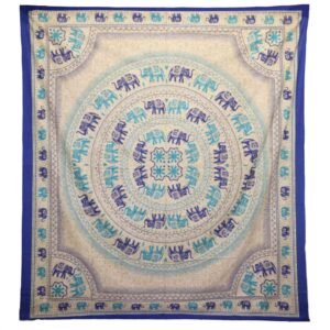 bG9jYWw6Ly9tZWRpYS8xSy9DRS82MFIzMEMxRzZXVDNDRTFLL2U4MWNhMzM1LmpwZWc.jpg Wall Hanging / Spread - Elephant Mandala - Blues