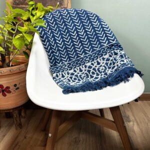 bG9jYWw6Ly9tZWRpYS8xSy9HRS82MFIzMEMxRzZSV0tHRTFLL2ZlYTU5NTU1LmpwZWc.jpg Handmade Indigo Throw - 170x120cm - Seedha Arrows