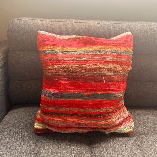 Rich Reds rag rug cushion cover
