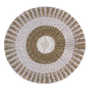 White & Tan Sun Round Seagrass Rug – 1 m