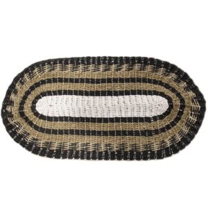 bG9jYWw6Ly9tZWRpYS8xTS8yQy82MFIzMEMxRzZSVDMyQzFNLzIyNjFhNGE4LmpwZWc.jpg Black, White & Tan Oval Seagrass Rug – 60 x 120 cm