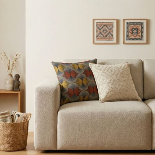 Neutral Geo Creme cushion cover, 45 x 45 cm
