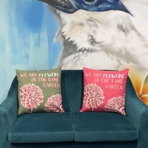 bG9jYWw6Ly9tZWRpYS8xTi9DRS82MFIzMEMxRzZSU0tDRTFOLzkxMGJiODA5LmpwZWc-1.jpg We Are Flowers Printed Cotton Cushion Cover – Olive, Pink & Natural