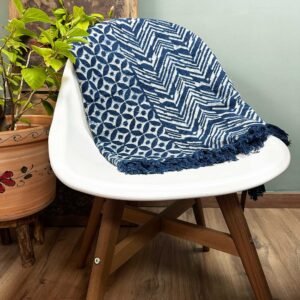 bG9jYWw6Ly9tZWRpYS8xUS9HRS82MFIzMEMxRzZSV0tHRTFRLzI2ZjgyYzJiLmpwZWc.jpg Namoona Waves Handmade Indigo Throw – 170 x 120 cm