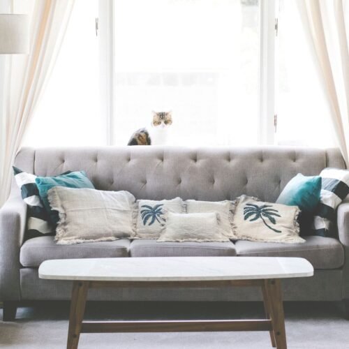 Linen cushion cover with fringe, 45 x 45 cm
