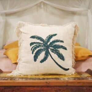bG9jYWw6Ly9tZWRpYS9IRy80Qy82MFIzMEMxRzZSVDM0Q0hHLzUxZDM2OTM4LmpwZWc.jpg Palm Tree Linen Cushion Cover with Fringe – 60 x 60 cm
