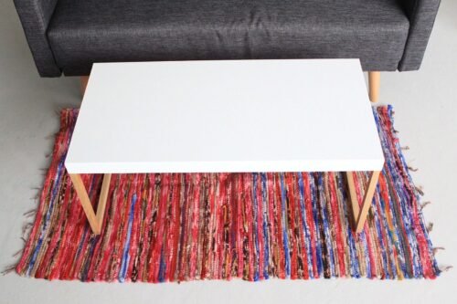 Medium recycled cotton rag rug, 128 x 75 cm