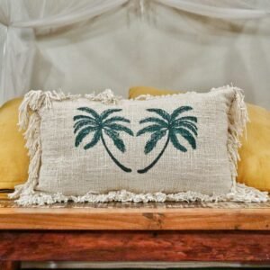 bG9jYWw6Ly9tZWRpYS9ITS80Qy82MFIzMEMxRzZSVDM0Q0hNLzBiODVmMzgzLmpwZWc.jpg Palm Tree Linen Lumbar Cushion Cover with Fringe – 30 x 50 cm