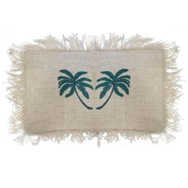 bG9jYWw6Ly9tZWRpYS9ITi80Qy82MFIzMEMxRzZSVDM0Q0hOLzgzODE1M2E3LmpwZWc.jpg Palm Tree linen lumbar cushion cover with fringe, 30 x 50 cm