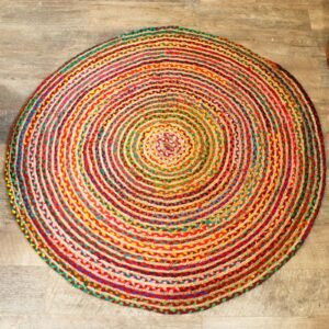 bG9jYWw6Ly9tZWRpYS9IUC84Qy82MFIzMEMxRzZNVzM4Q0hQLzVhYzVmMjBhLmpwZWc.jpg Round Jute and Recycled Cotton Rug - 150 cm