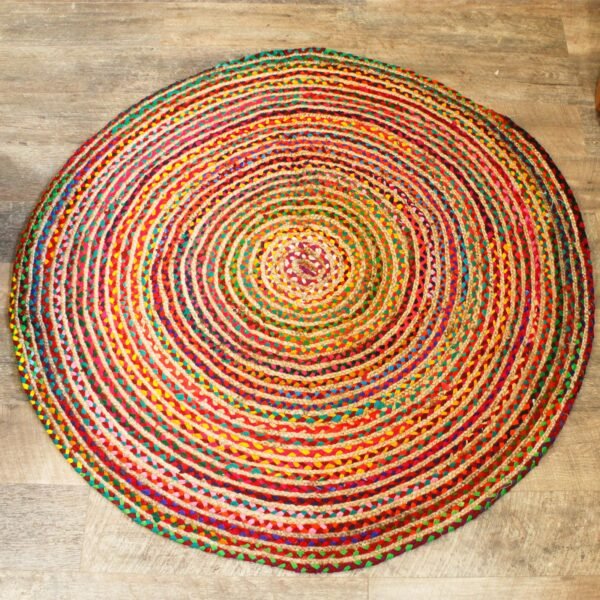 bG9jYWw6Ly9tZWRpYS9IUC84Qy82MFIzMEMxRzZNVzM4Q0hQLzVhYzVmMjBhLmpwZWc.jpg Round jute and recycled cotton rug, 150 cm