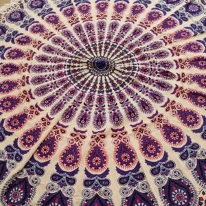 bG9jYWw6Ly9tZWRpYS9IUi80Qy82MFIzMEMxSjY0U0s0Q0hSL2VlMjFjODYzLmpwZw.jpg Peacock Purple Mandala Cotton Wall Hanging – 130 cm