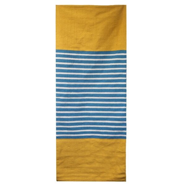 Yellow & Blue Indian Cotton Rug – 70 x 170 cm