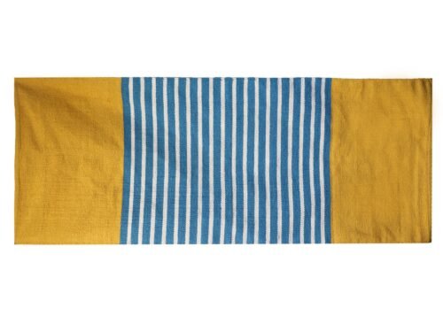 Yellow and blue Indian cotton rug, 70 x 170 cm