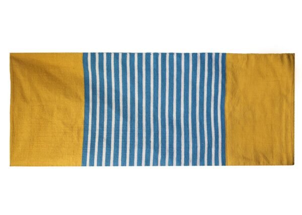 Yellow and blue Indian cotton rug, 70 x 170 cm