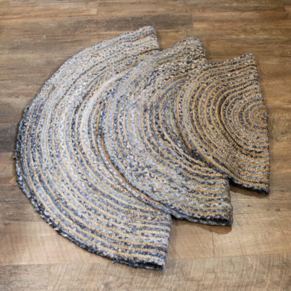 Round Jute & Recycled Denim Rug – 120 cm