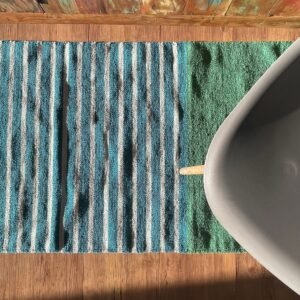 bG9jYWw6Ly9tZWRpYS9TTS80Qy82MFIzMEMxRzZSVks0Q1NNLzkzM2QyMWE5LmpwZWc.jpg Blue & Green Indian Cotton Rug – 70 x 170 cm