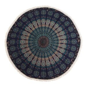 bG9jYWw6Ly9tZWRpYS9TTS80Qy82MFIzMEMxSjY0U0s0Q1NNLzY3OTMzZjZiLmpwZw.jpg Small Mandala Roundie Cotton Art (130cm) - Peacock Blues