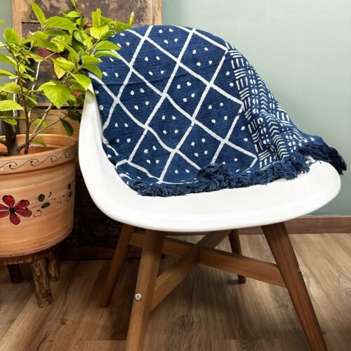 Midnight Heerak handmade indigo throw, 170 x 120 cm