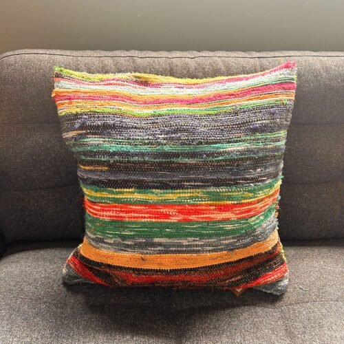 Natural Greens rag rug cushion cover