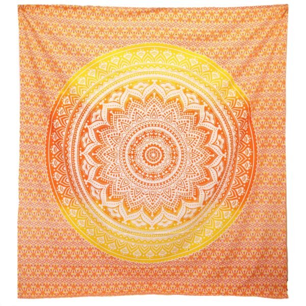 bG9jYWw6Ly9tZWRpYS9TUC9DRC82MFIzMEMxRzZXVDNDRFNQLzI4NTdiNDE5LmpwZWc.jpg Orange Umrao Mandala wall hanging and decorative spread