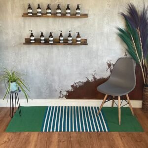 bG9jYWw6Ly9tZWRpYS9TUS80Qy82MFIzMEMxRzZSVks0Q1NRLzg5YWQ1NWUxLmpwZWc.jpg Blue & Green Indian Cotton Rug – 70 x 170 cm