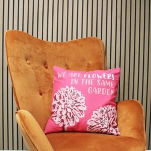We Are Leaves Printed Cotton Cushion Cover – Yellow, Blue & Natural