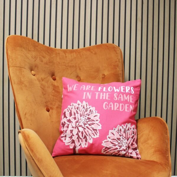 We Are Leaves Printed Cotton Cushion Cover – Yellow, Blue & Natural